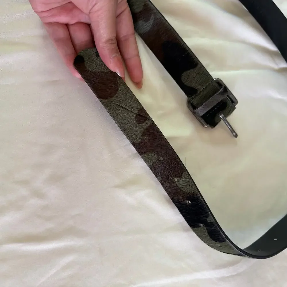 J Crew Camouflage Genuine Italian Leather Belt Wmns L